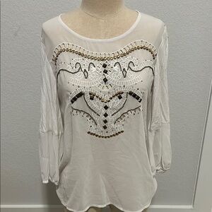 Elegant White Embellished Women's Top